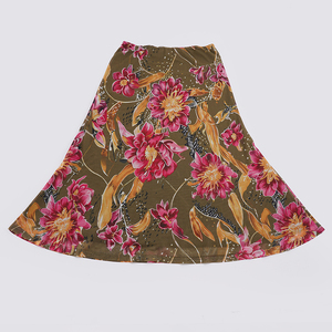 Falda midi de malla floral botánica con corte en A, cintura baja, estilo pintura al óleo francesa, vintage, estilo Hong Kong, favorecedora y casual. - Product Image 6