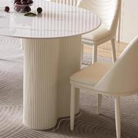 Ensemble de table à manger élégante avec plateau en pierre frittée blanche ovale et double piédestal - Parfait pour la cuisine et la salle à manger à la maison
