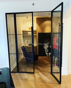 High Performance Architectural Steel windows and Doors Exterior Design Luxury French Steel Door with Grill and Glasses Design - Product Image 5