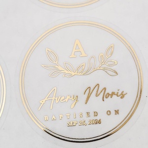 Custom Logo Fashion <b>Waterproof</b> Hot Stamping Clear Gold Foil Sticker <b>Label</b> - Product Image 2