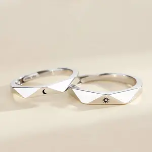 Anillos de sol y luna para Parejas para hombre y mujer, conjunto de anillos de boda de compromiso de amistad, regalo de joyería