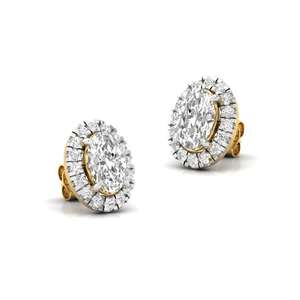 Pendientes Solitarios Majestic Spark con Diamante Cultivado en Laboratorio con Corte Ovalado, Chapados en Oro de 10K, Elegantes y Brillantes, Regalo de Boda para Mujer - Product Image 2