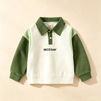 Sweat-shirt personnalisable pour filles, col polo, color block, avec imprimé lettres positives, manches longues, haut décontracté d'automne pour enfants