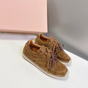 Zapatillas Retro Alemanas de Gamuza para <span class=keywords><strong>Mujer</strong></span> con Doble Cordón, <span class=keywords><strong>Alpargatas</strong></span> de Lino Planas para Uso Diario, Zapatos de Varios Colores al por Mayor - Product Image 1