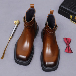 Nuevas botas clásicas de cuero con tacón alto y cierres metálicos, cuero genuino, botas Mardin para hombres de negocios, zapatos formales de cuero. - Product Image 6
