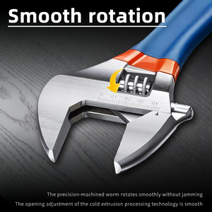 4-piece Adjustable <strong>Wrench</strong> <strong>Set</strong> Wide Jaw Chrome Finish Double Dipping Handle Laser Marked CRV Steel OEM for <strong>Professional</strong> Use - Product Image 4
