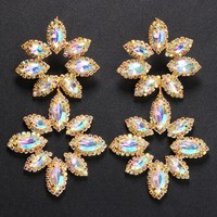 Venta al por mayor de pendientes de gota de diamantes de imitación súper grandes de moda joyería de moda para mujeres grandes 5 colores diseño geométrico exagerado