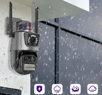Icsee kamera dasbor tiga lensa 9MP, kamera luar ruangan 4K wifi penglihatan malam warna-warni Kamera CCTV PTZ 360 AI zoom 8X