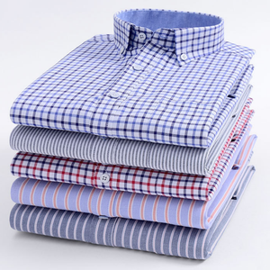 <span class=keywords><strong>Camicia</strong></span> Casual da uomo in cotone <span class=keywords><strong>Oxford</strong></span> a maniche lunghe con maniche lunghe a righe con Design antirughe e vestibilità <span class=keywords><strong>Slim</strong></span> - Product Image 1