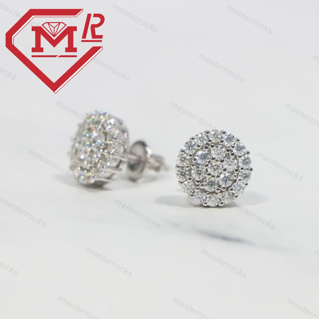 Pendientes de tuerca con forma de racimo de flores, pendientes elegantes con tuerca en forma de flor, moissanita, sólida plata de ley 925