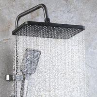 Robinet de douche et baignoire mural thermostatique moderne en acier inoxydable avec noyau en céramique, poignée unique, finition brossée carrée