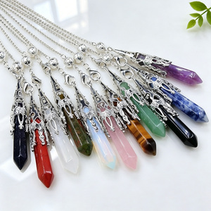 Pêndulo de Cristal Natural Hexagonal Pontiagudo com Corrente para Divinação, Reiki, Meditação e Wicca - Product Image 6