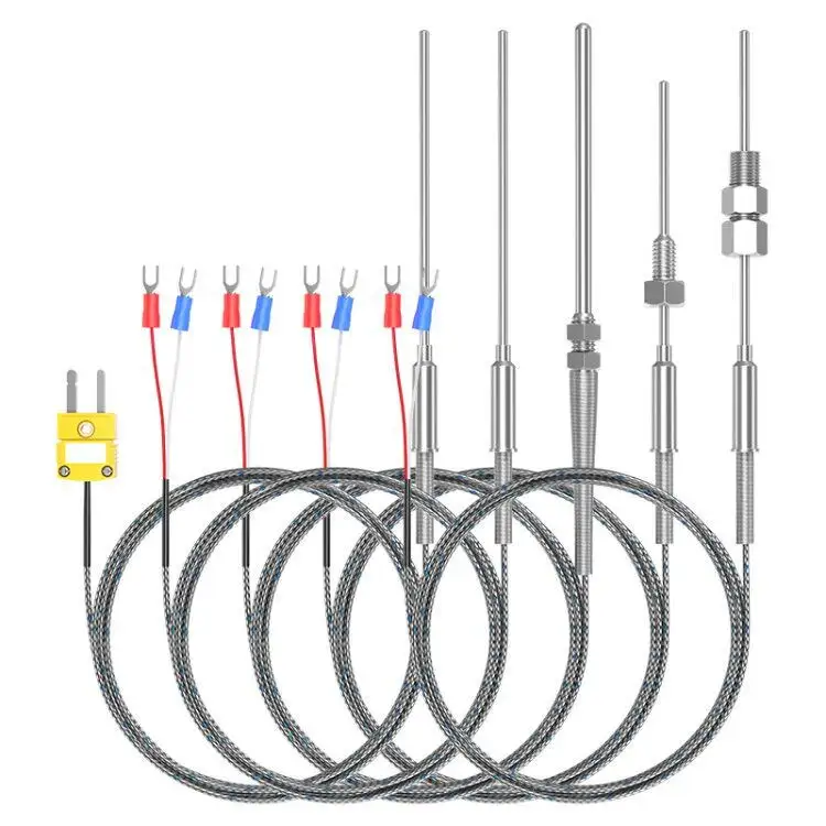 Termopar de alta capacidade, longa vida útil, 1200 graus, alta temperatura, aço inoxidável PT100 C/R/B/S/J/K, termopar