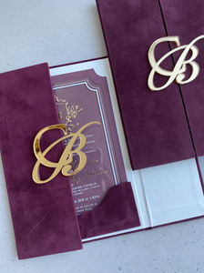 Neues Design Individuelle DIY Hochzeits- und Verlobungseinladungskarte Luxus-Papier mit Liebesthema Weihnachten Samt-Umschlag - Product Image 3