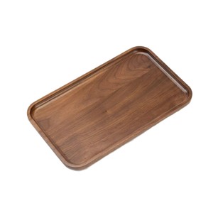 Bandeja de servir de madera de nogal negro, de una sola pieza, con bordes redondeados, estilo retro, plato cuadrado para frutas y vajilla. - Product Image 1