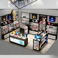 Vitrine moderne à peinture laquée avec éclairage LED pour cosmétiques, présentoir de beauté, comptoir de maquillage, îlot bas, vitrine de boutique