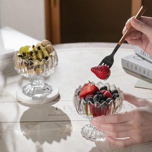 Mini tazza di gelato coppa per piatti per bambini piccoli bicchieri di vetro con i piedi tazze di loto da Dessert ciotole - Product Image 5