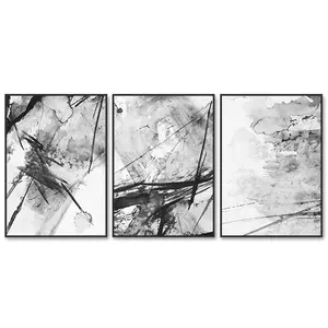 3 juegos de arte modernos en blanco y negro, pintura sobre lienzo