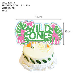 Décoration de gâteau rose citron dessin animé Animal sauvage, <span class=keywords><strong>assiette</strong></span> en papier décorations de fête d'<span class=keywords><strong>anniversaire</strong></span> fournitures de table enfant fille - Product Image 2