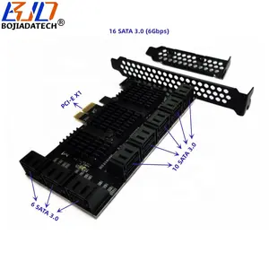 PCI 익스프레스 X1 PCI-E 1X 확장 컨트롤러 카드 6Gbps 지원 하드 디스크 드라이브 HDD에 16 x SATA 3.0 커넥터