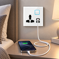 BAOBEN EU 86 Standard Type Glass square Resettable LED Light Ring Multi-functional USB+C Wall Switch Socket