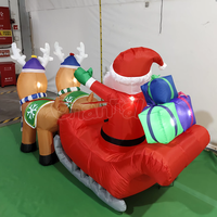 Grande luge gonflable de Noël avec deux rennes et éclairage LED, décoration de jardin pour les fêtes