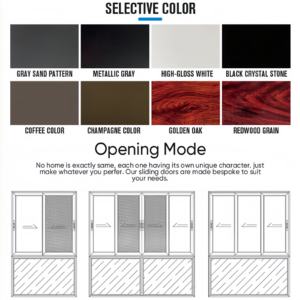 <span class=keywords><strong>Porte</strong></span> coulissante en aluminium à rupture de pont thermique, double vitrage trempé, résistante aux ouragans, à haute efficacité énergétique - Product Image 3