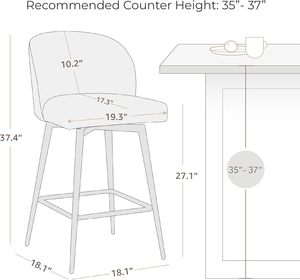 Modern Height Counter Barstools Swivel Faux Leather <strong>Upholstered</strong> <strong>bar</strong> <strong>Stool</strong> with <strong>Backs</strong> and Metal Legs <strong>bar</strong> Chair - Product Image 2