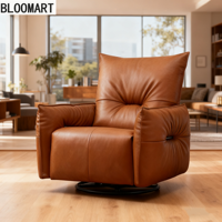 Chaise pivotante inclinable en cuir avec cadre en bois éponge intégrée dans le moteur en acier au carbone noir mat plateau tournant canapé meubles