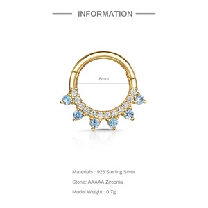 Gaby Piercing per <span class=keywords><strong>Naso</strong></span> in <span class=keywords><strong>Argento</strong></span> Sterling 925, Clicker Septum con Zirconia Rosa, Gioielli Raffinati per Donne - Product Image 3