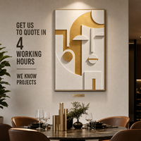 Portrait cubiste abstrait multicouche 3D, art mural avec cadre doré, pour hôtel de luxe, ascenseur, hall, couloir, mur d'accentuation, personnalisable, en gros, OEM