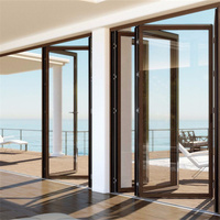 Porte accordéon pliante en aluminium au design moderne NFRC AS2047 CE, porte d'entrée extérieure à double battant pour entrée et espaces extérieurs