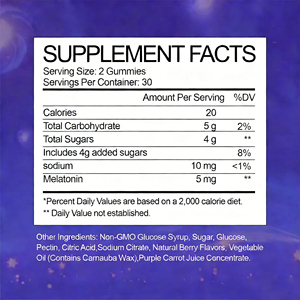 VitaHall <span class=keywords><strong>Caramelle</strong></span> Gommose Vegane Biologiche per il Sonno Senza Zucchero per Adulti Buon Sonno Profondo 5mg Melatonina - Product Image 2