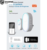 Sonnette vidéo intelligente Tuya avec carillon, Wi-Fi 2.4G, alarme via application et détecteur de mouvement, en ABS pour la sécurité domestique