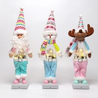 Poupées de Noël fantaisistes debout de 35 pouces avec lumières LED, figurines de Père Noël, bonhomme de neige et renne avec musique pour cadeau de Noël