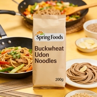 Nouilles Udon Cuites Saines à Faible Teneur en Sodium, Non Frites, à Base de Blé Dur et de Sarrasin, Sous Marque Blanche, en Sachet, Personnalisables