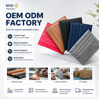 Dompet Kartu RFID Kulit PU Tipis Anti Pembajakan dengan Potongan untuk Jari Ibu Jari, Akses Cepat, Organizer Pembayaran