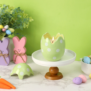 Portavelas de Cerámica con Forma de Huevo de Pascua, Amarillo con Estrellas Blancas, Antideslizante, para Decoración del Hogar - Product Image 4