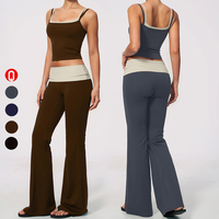 Ensemble de yoga 2 pièces ODM pour femme, legging taille haute effet ventre plat et rehausseur de fessiers, color block, vêtements de sport personnalisables avec logo