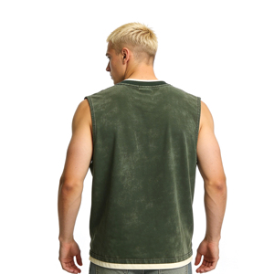 XUCHANG Débardeur côtelé 100% coton pour <span class=keywords><strong>homme</strong></span>, coupe oversize, sans manches, respirant, effet délavé, style vintage, pour la course et la gym, avec logo personnalisé - Product Image 3