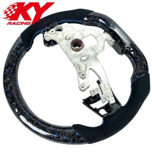 Volant sport LED en fibre de carbone forgée bleue personnalisée, revêtement en daim noir, adapté aux Chevrolet Corvette C6 ZL1 Z06 C7 C8 - Product Image 3