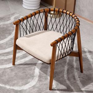 كرسي خشبي منسوج للاستخدام الداخلي بأسلوب نورديك، طقم طاولة وكراسي للفنادق، كرسي طعام للمطاعم - Product Image 4