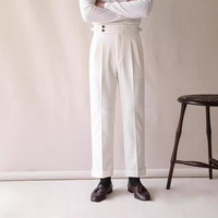 Pantalon de costume décontracté taille haute en polyester jacquard, coupe droite style parisien, polyvalent, printemps-été