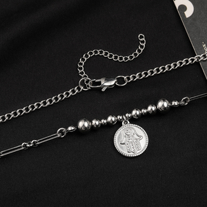 Collana con Pendente Mano di <span class=keywords><strong>Fatima</strong></span> in Acciaio Inossidabile, Stile Hip Hop, Personalizzabile con Logo, Collana alla Moda - Product Image 2