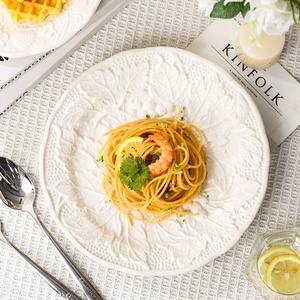 Western Food <b>Pasta</b> Dinner Plate White Ceramic Dessert Salad Plate French Afternoon Tea Frubrownregular Plates Household Embogirl - Product Image 3
