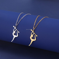 Collier personnalisé, bijoux de gymnastique, bijoux de ballet pour ballerine, danseuse, gymnaste, collier de gymnastique rythmique, bijoux de sport en acier inoxydable