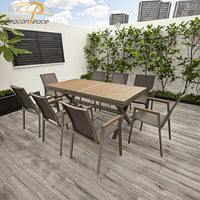 Ensemble de table et chaises de salle à manger d'extérieur en métal pour terrasse et balcon, pour 8 personnes, table de salle à manger d'extérieur de luxe et 8 chaises