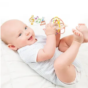 Venta al por mayor de alivio de la dentición de exploración sensorial con asas fáciles de sostener, nuevo juego de regalo de mordedor de silicona para niños para bebé
