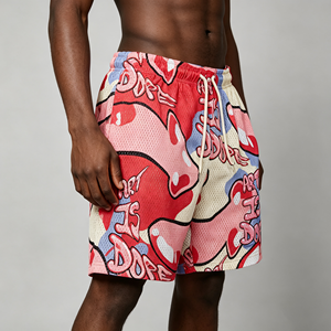 Shorts de basket-ball streetwear personnalisés de haute qualité 100 % polyester, vente en gros, shorts de sport vierges double couche unisexe en maille pour hommes - Product Image 2