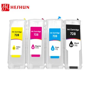 Heshun cartridge tinta dapat diisi ulang warna kompatibel untuk HP 728 kompatibel untuk pencetak T730 T830
